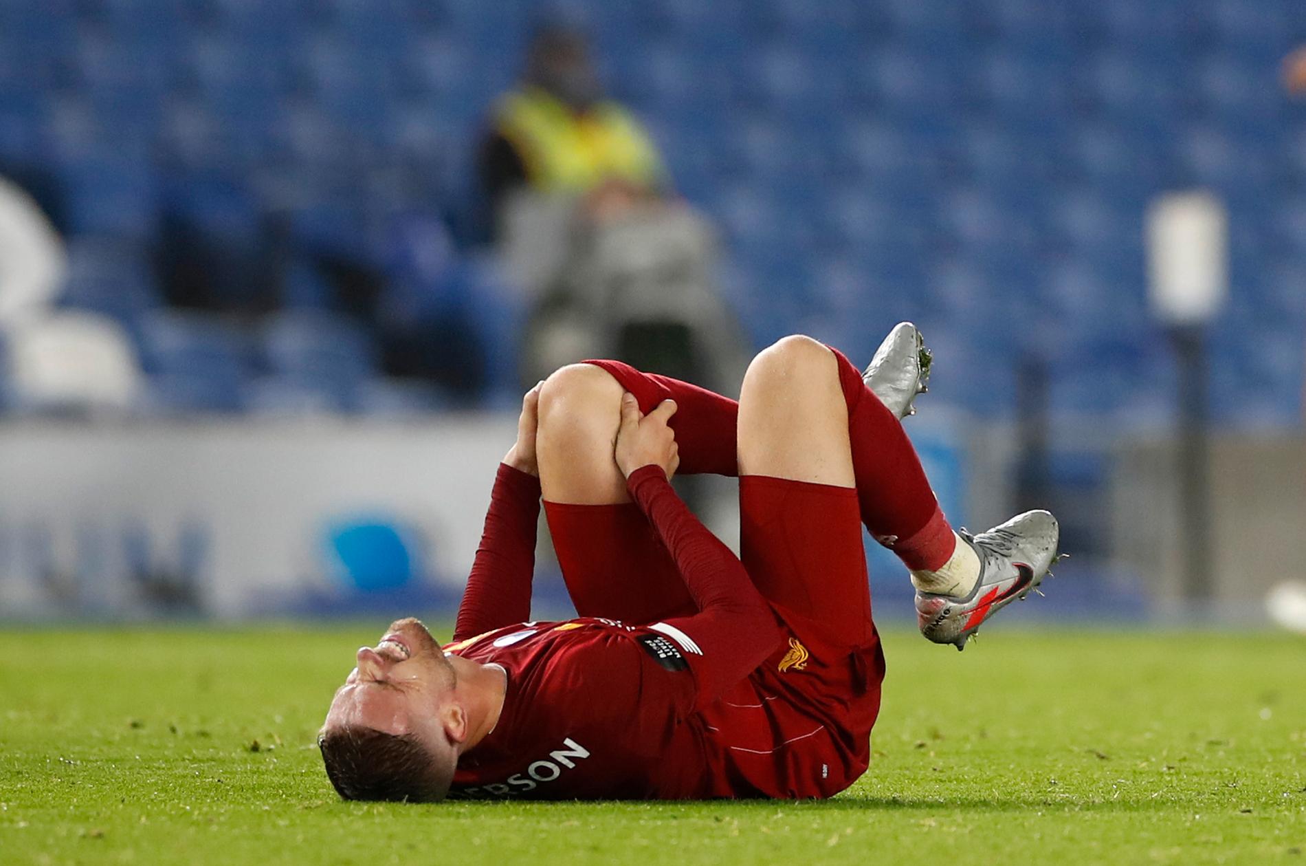 Jordan Henderson skadade knät när Liverpool mötte Brighton.