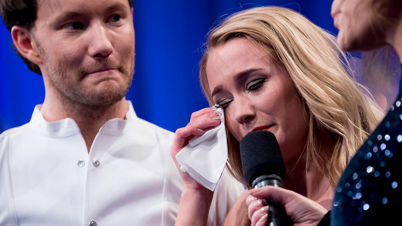 Ellen Bergström i tårar efter sista dansen i semifinalen.