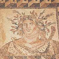 Vacker mosaik i den antika staden Nea Paphos.