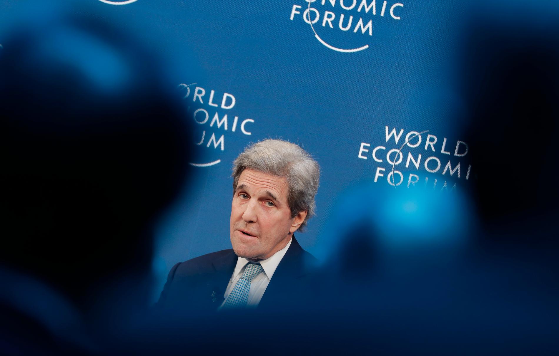 USA:s tidigare utrikesminister John Kerry vid Världsekonomiskt forum i Davos. Bild från 24 januari.