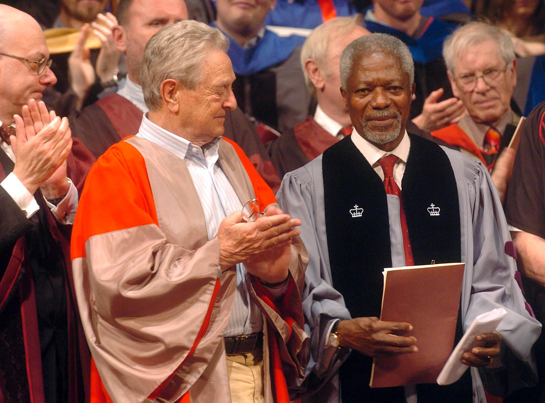 Soros med FN:s tidigare generalsekreterare Kofi Annan.