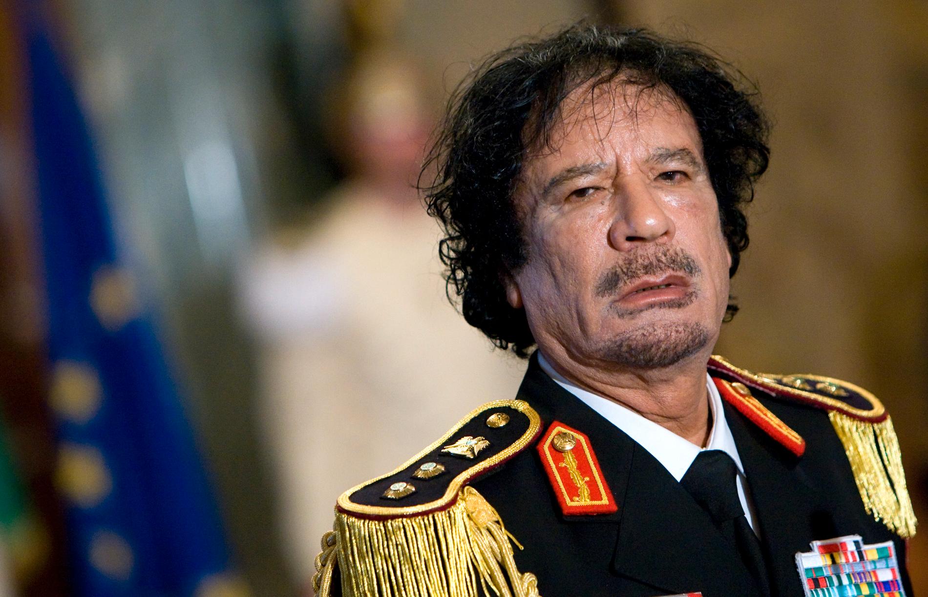Tidigare diktatorn Moammar Gaddafi, bild tagen 2009.