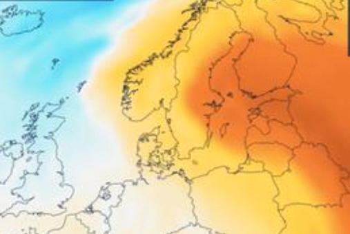Varmluft från söder och kall luft från norr väntas krocka över Sverige på måndag.