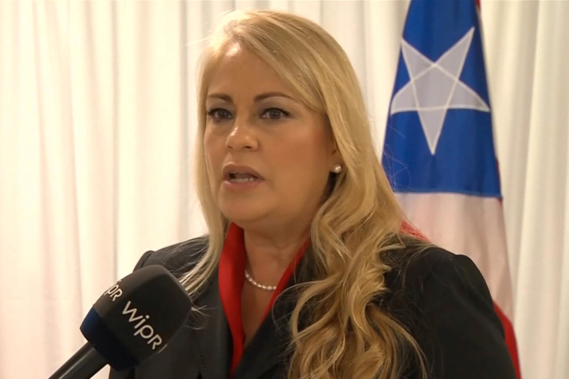 Wanda Vázquez Garced vill inte bli Puerto Ricos guvernör. Bild från en presskonferens i förra veckan.