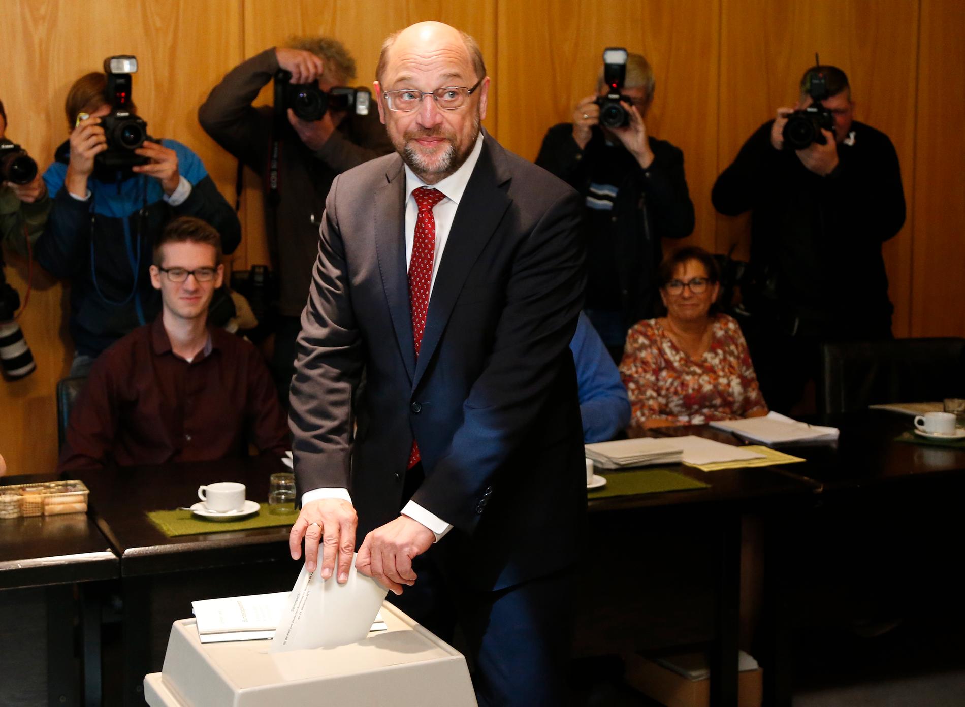 Här röstar Martin Schulz. 