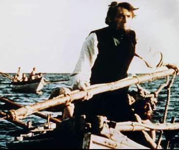 Budgetvarianten: Se Gregory Peck som kapten Ahab i filmen "Moby Dick" från 1956.
