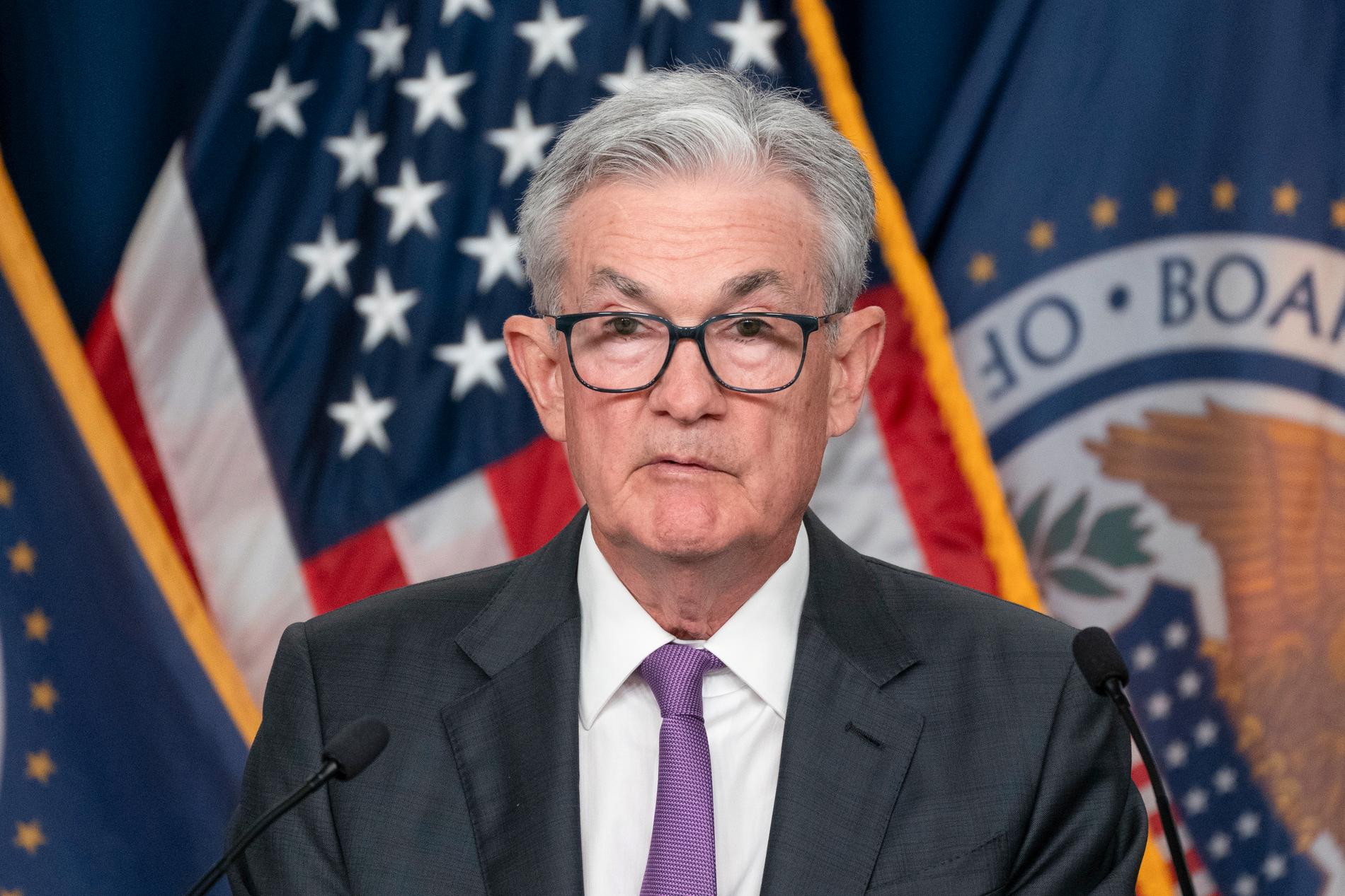 Fed-chefen Jerome Powell gav beskedet under en pressträff att styrräntan höjs. 