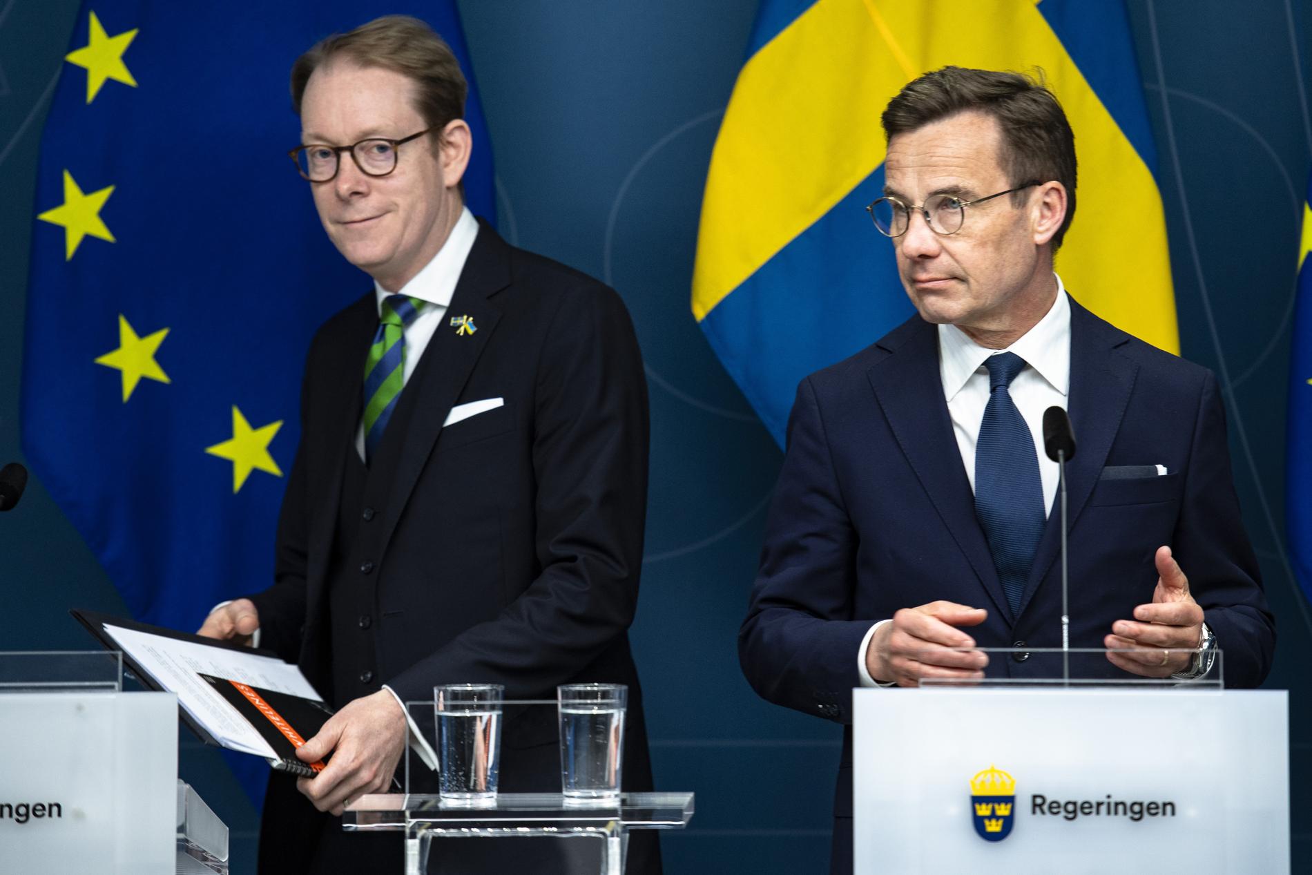 Utrikesminister Tobias Billström och statsminister Ulf Kristersson.