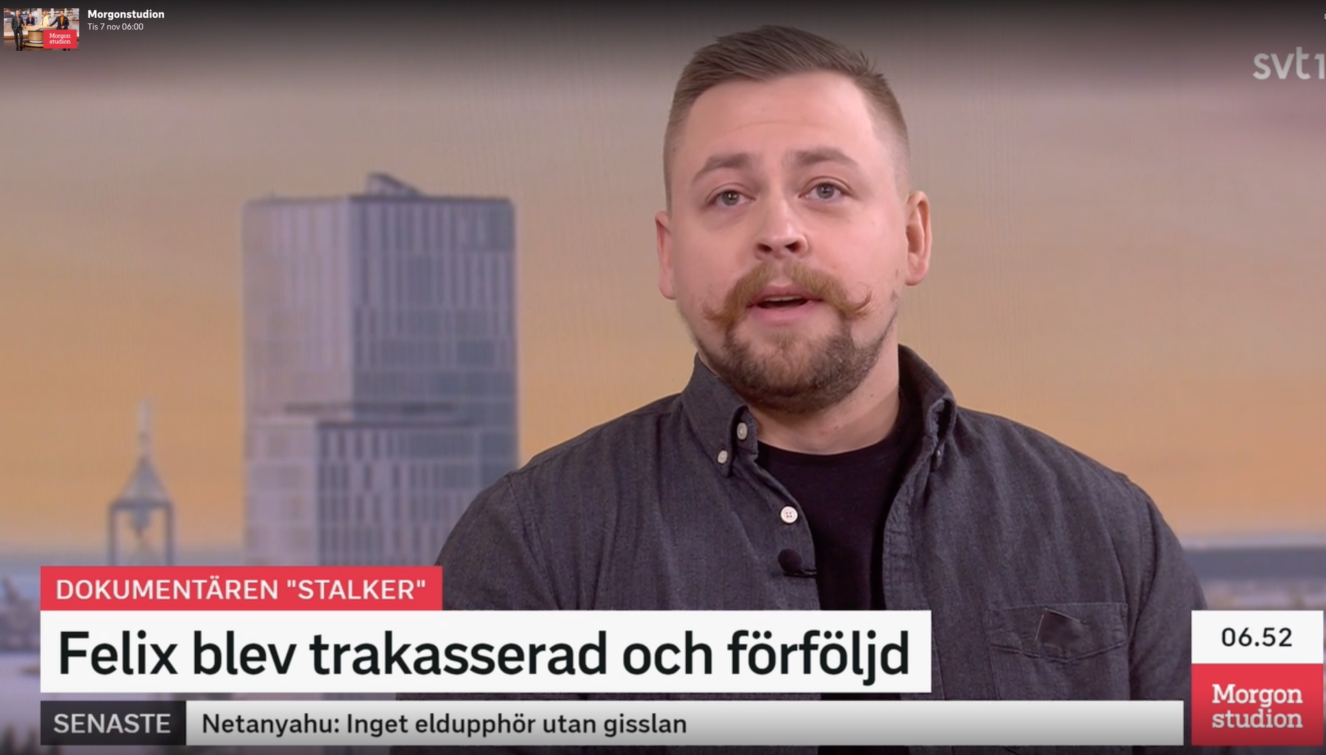 Felix Åkerlund i SVT:s Morgonstudion.