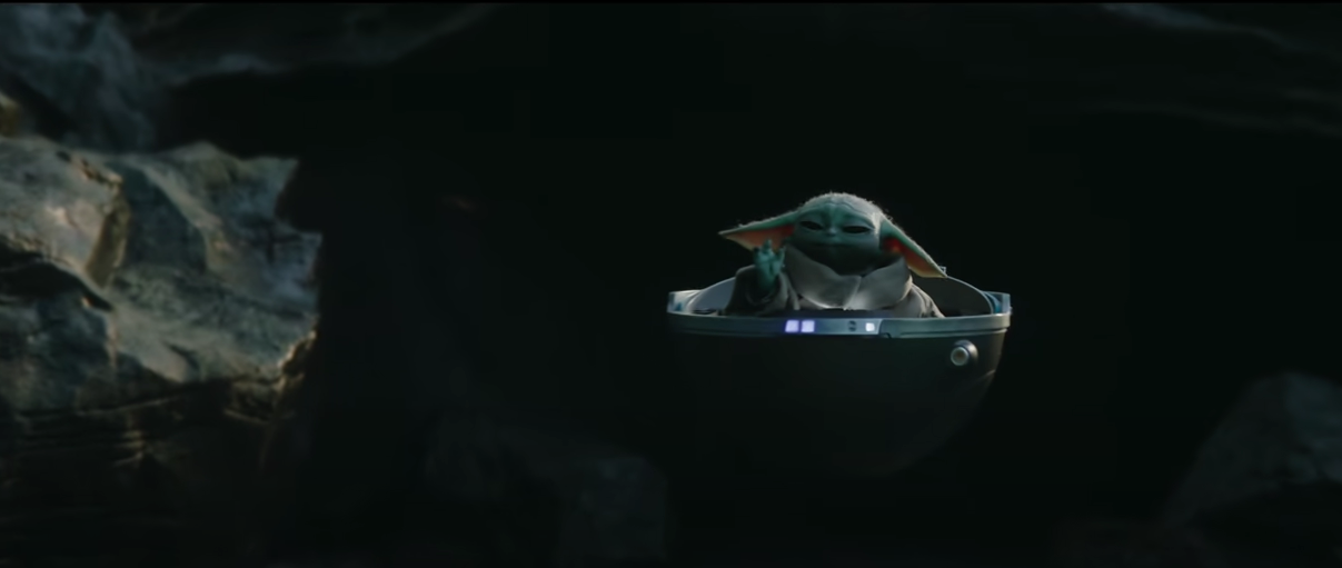 Grogu, Baby Yoda, använder sina jedi-krafter i ”The Mandalorian”.