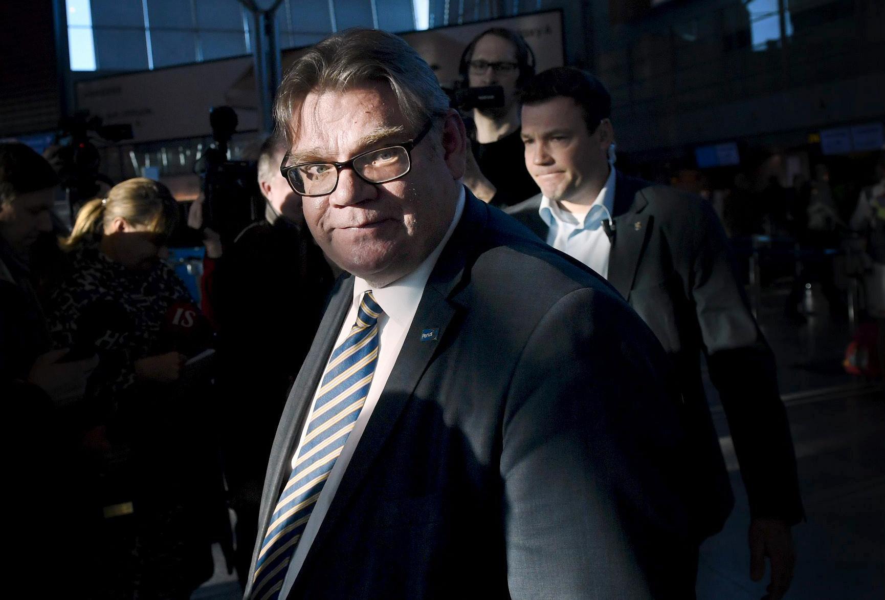 Sannfinländarnas partiledare Timo Soini efter avgångsbeskedet.