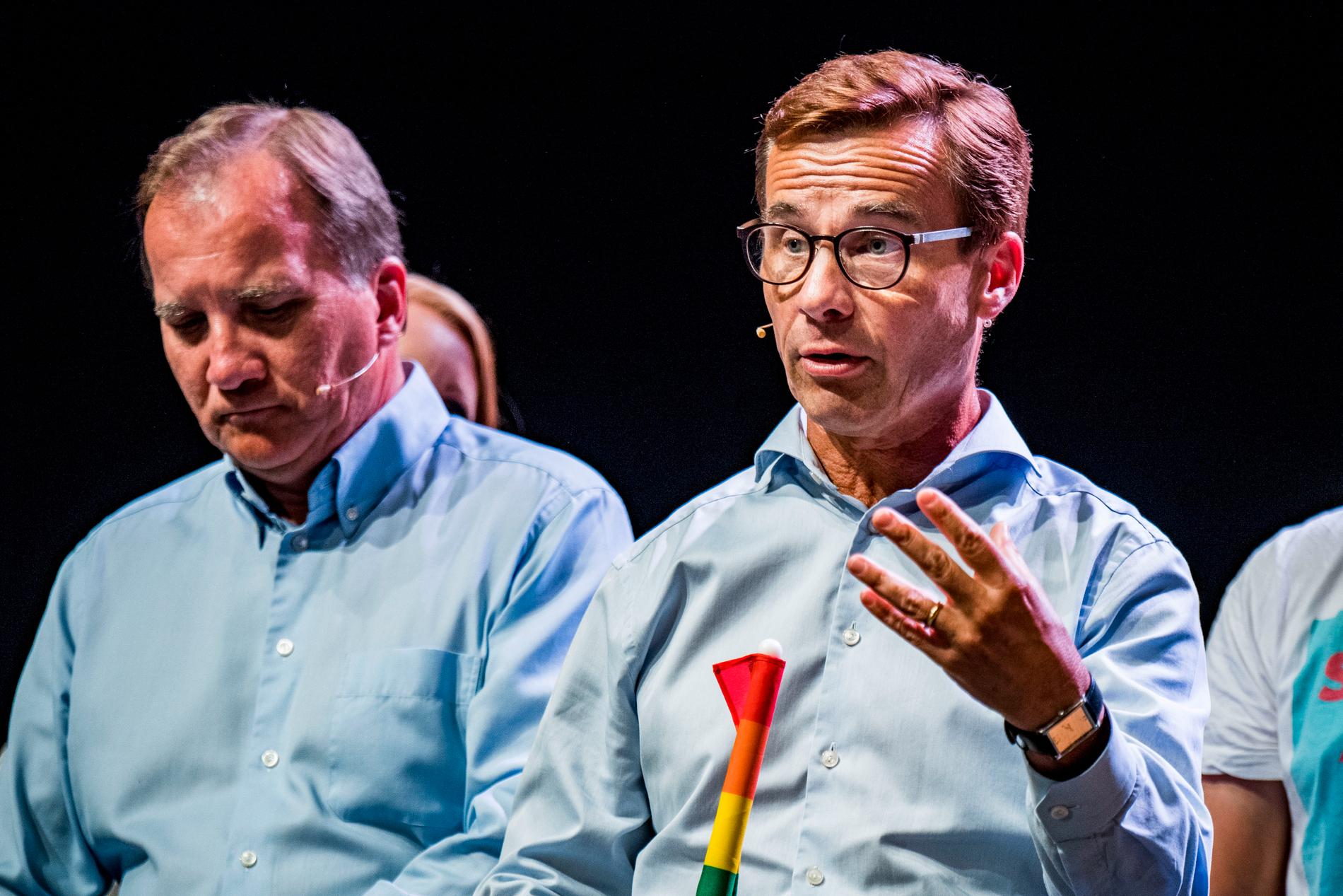Stefan Löfven (S) och Ulf Kristersson (M) under en debatt. 
