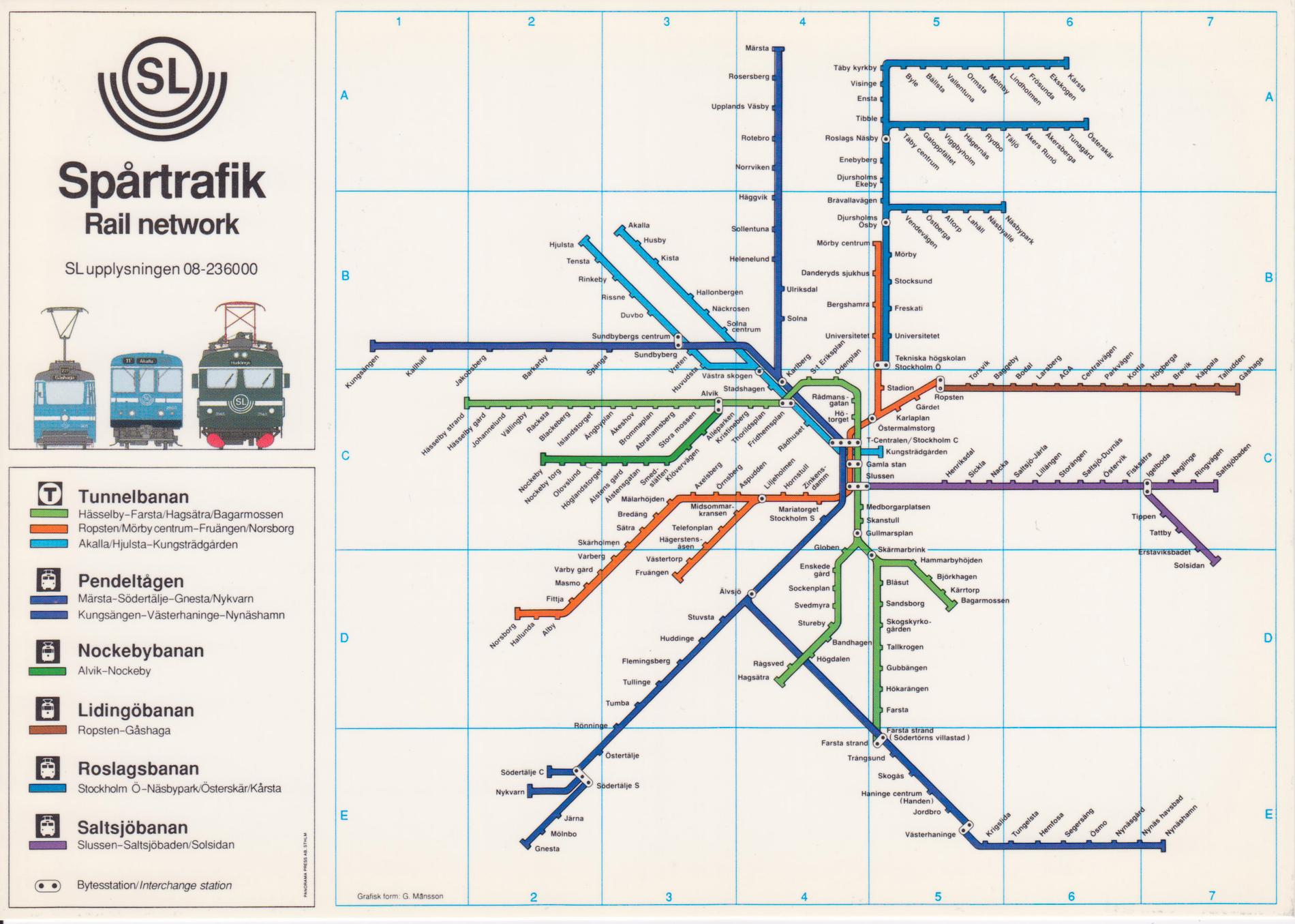 Karta från 1989. Åke Olsson jobbade länge som trafikplanerare på Stockholms Spårvägar. Enligt hörsägen ligger han bakom att tunnelbanans linjer fick färgerna grön, röd och blå. Aftonbladet har inte kunnat verifiera historien, men mycket talar för att Åke hade ett finger med i spelet.