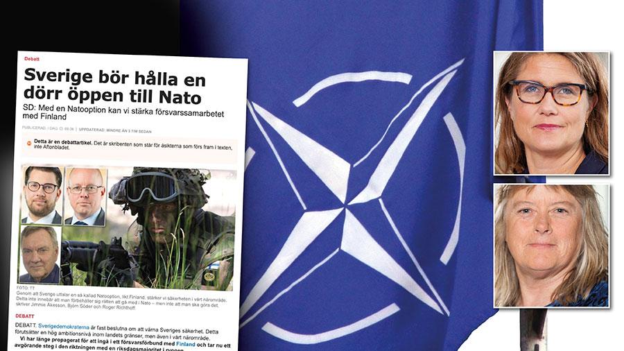 SD tycks ha hittat ett sätt att jämka sig med borgarna i Nato-frågan. Kanske inte så konstigt, men från och med nu för de för sina väljare bakom ljuset och talar med kluven tunga om Nato, skriver Janine Alm Ericson och Elisabeth Falkhaven.