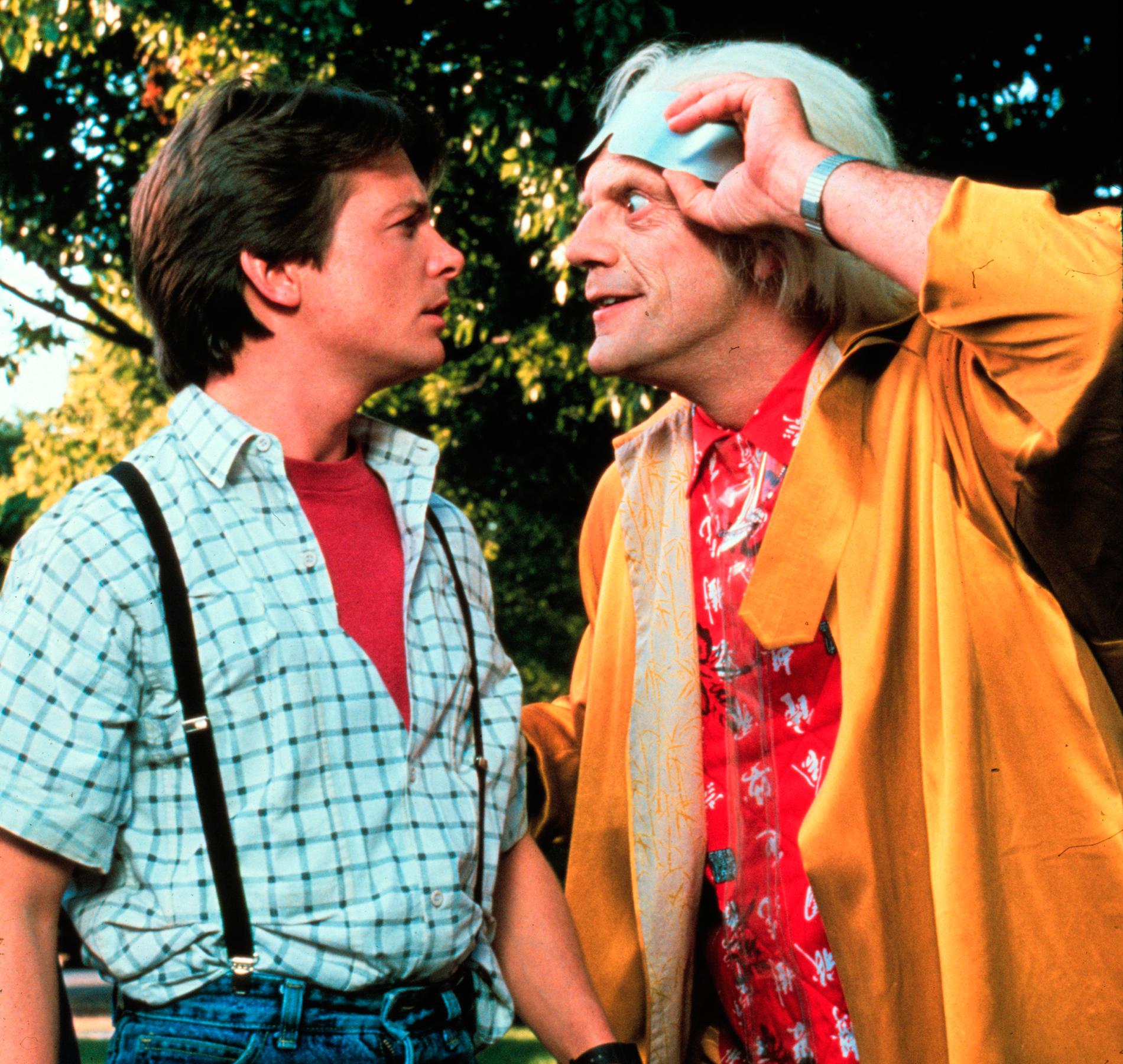Michael J. Fox och Christopher Lloyd i ”Tillbaka till framtiden 2”.