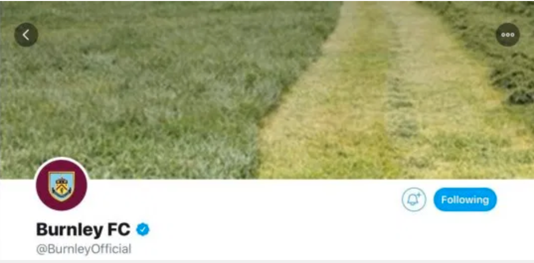Burnley ändrade sin omslagsbild på Twitter till en som visar nivåskillnaden. 