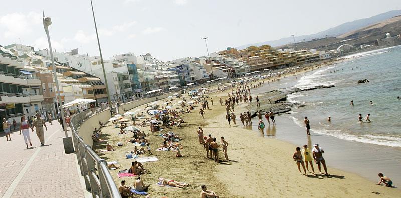 Las Canteras-stranden i Las Palmas på Gran Canaria.