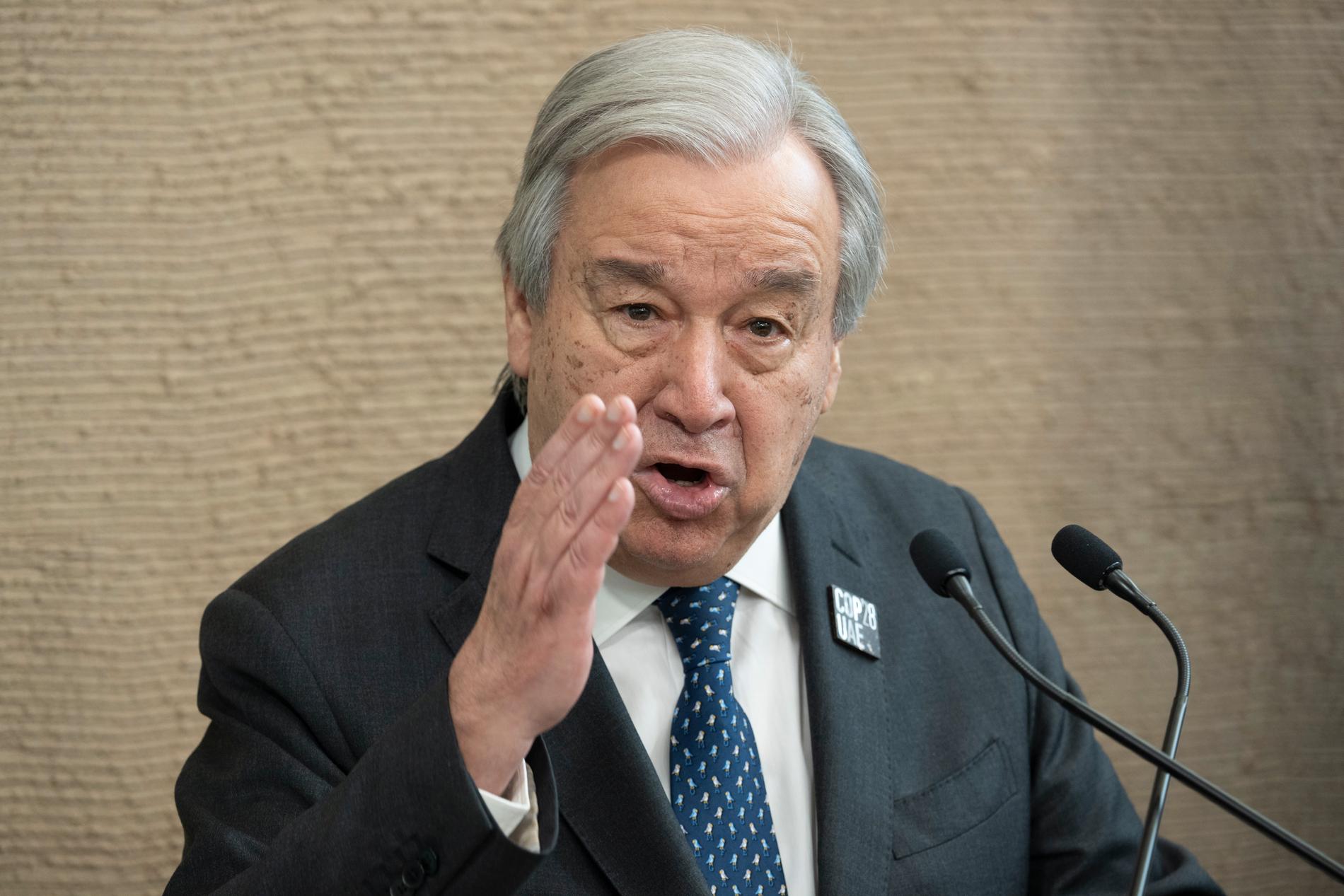 FN:s generalsekreterare António Guterres vädjar om fortsatt bistånd till FN-organet Unrwa. Arkivbild.