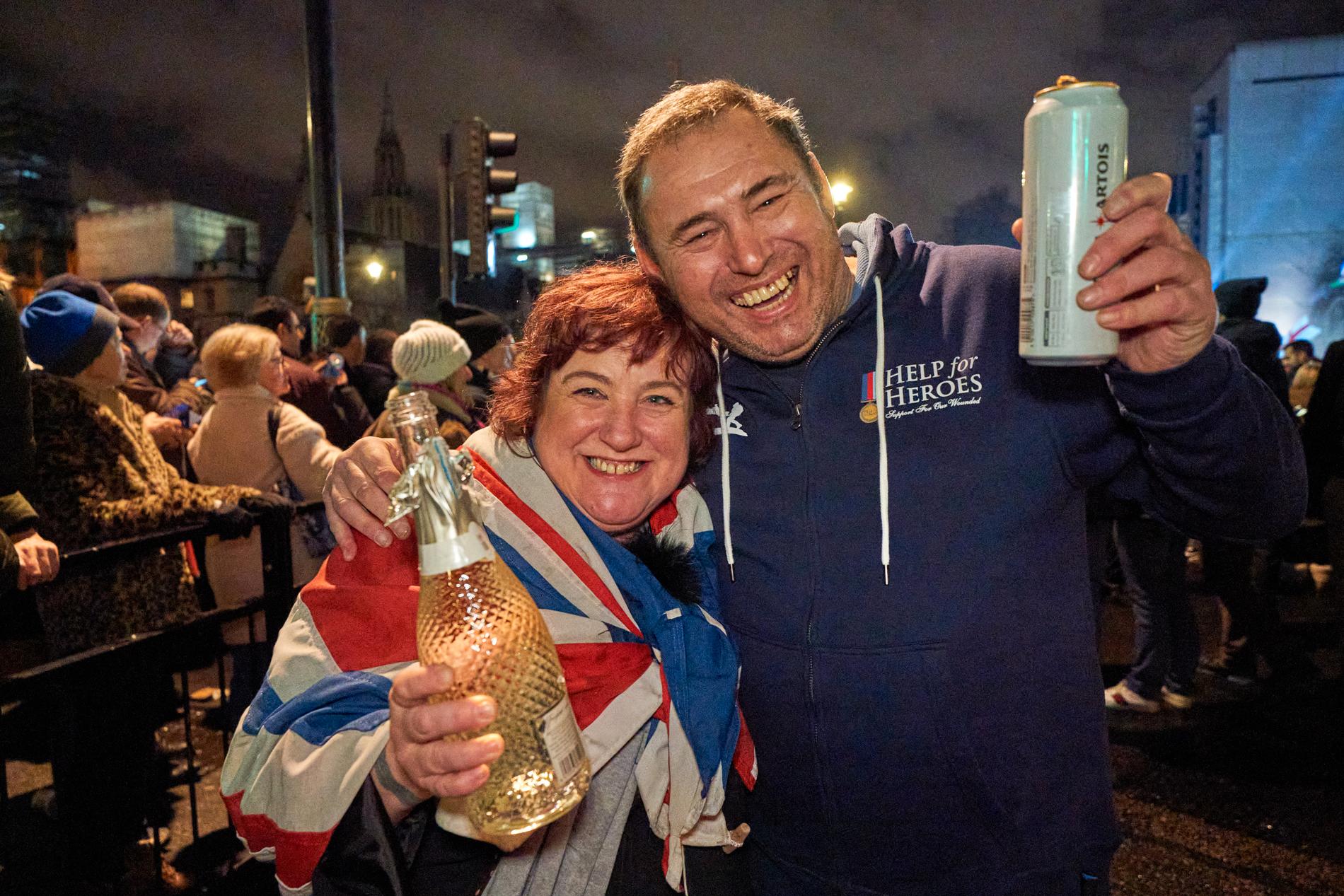 Jane Elliot och Ray Rickard firade i London i natt.