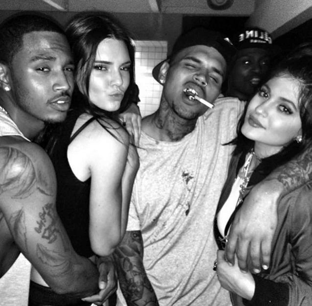 Trey Songz, Kendall Jenner, Chris Brown och Kylie Jenner.