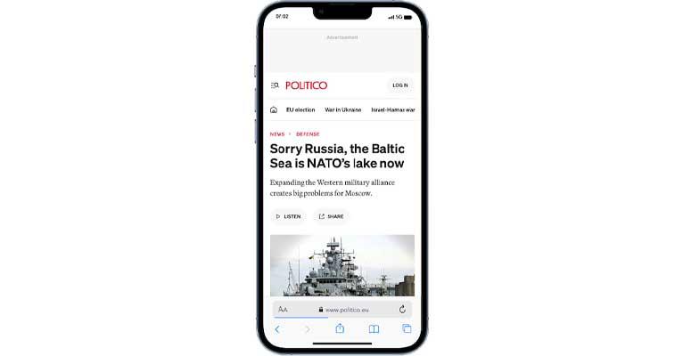 I en rubrik på Politico beskrivs Östersjön som ”Natos sjö”.