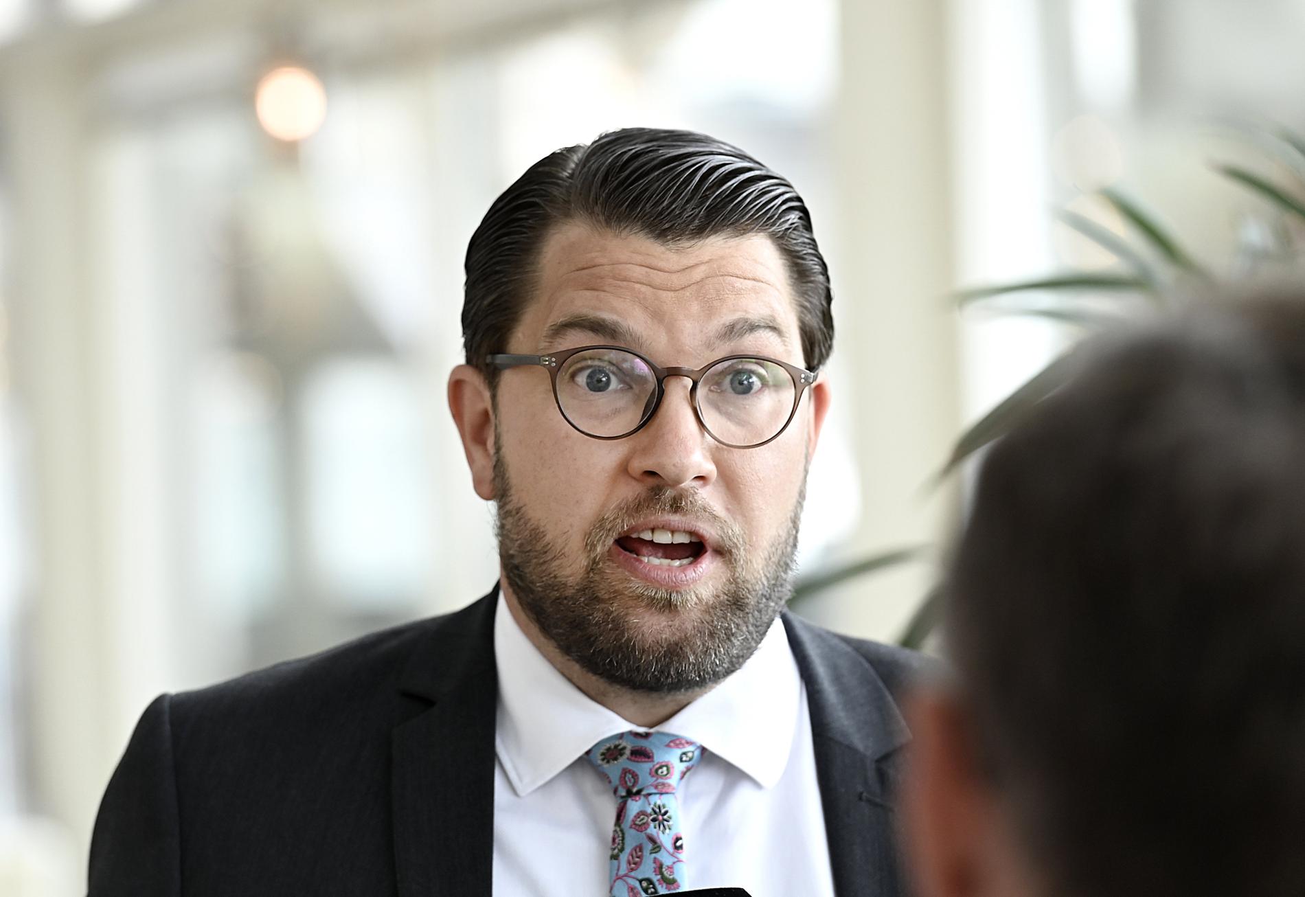 SD:s partiledare Jimmie Åkesson rasar mot Skolverket.