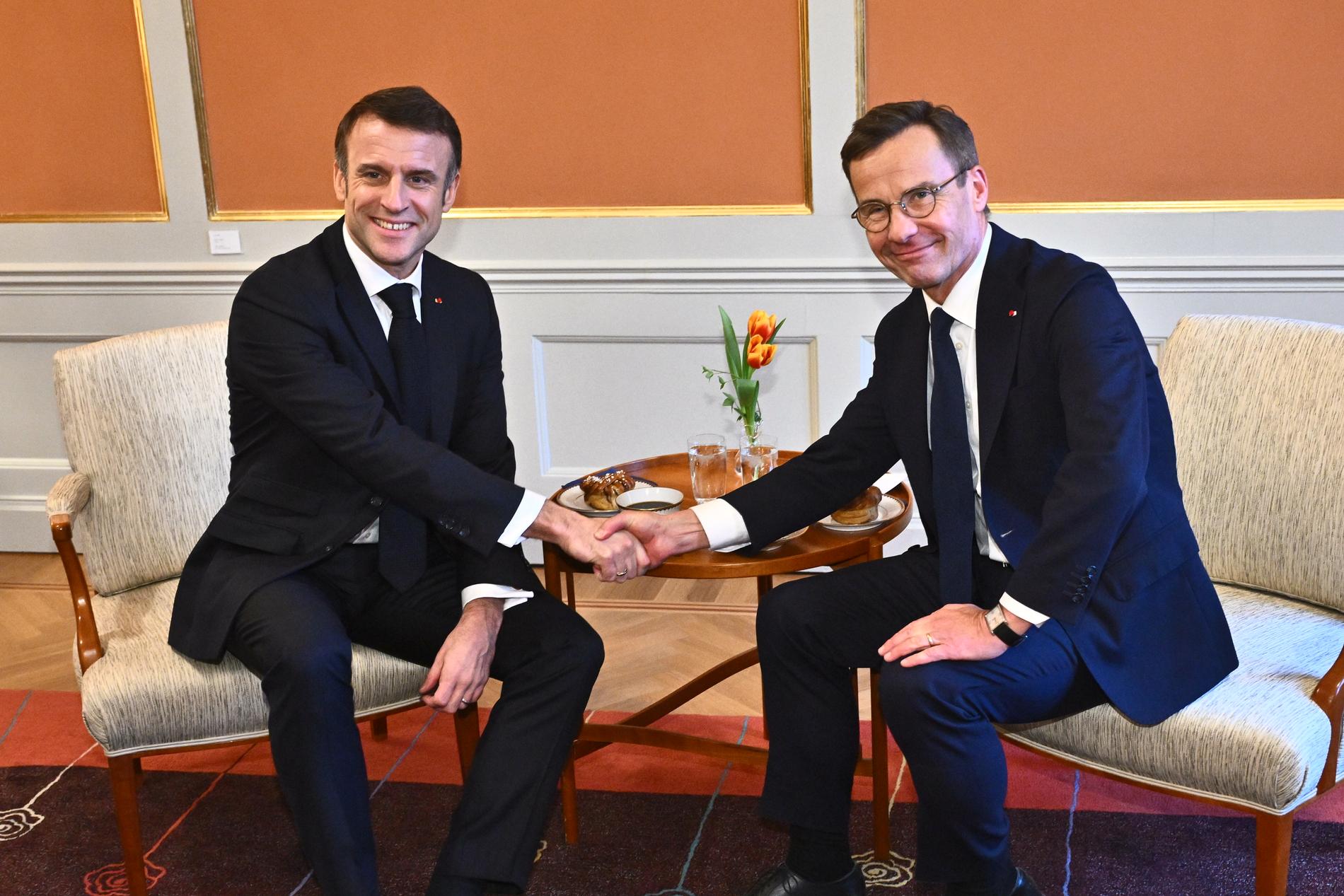 Vad pratade Kristersson och Macron om på sin fikastund?