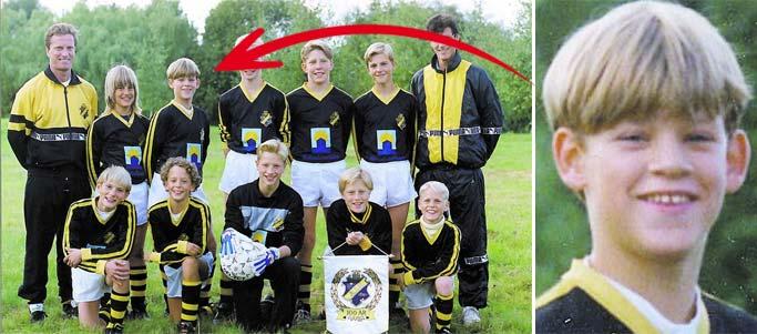 ”kämpade alltid” Jonas Bergström spelade fotboll i AIK tills han var i 16-årsåldern. ”En duktig målgörare, stark och kraftfull, kämpade alltid till sista stund”, säger en av hans lagledare, Björn Nylén. På bilden är Jonas 12 år. Längst fram till höger sitter Erik Sundin, som spelar allsvensk fotboll i Helsingborgs IF.