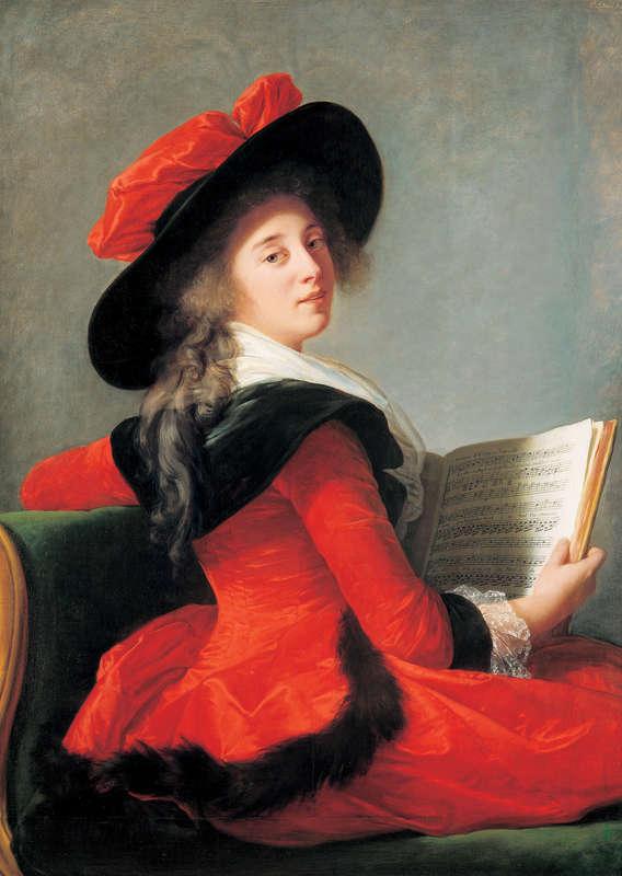 Elisabeth Vigée-Lebrun, ”Baronessan Bonne-Marie-Joséphine-Gabrielle Bernard de Boulainvilliers, g. De Crussol-Florensac”, 1785, olja på trä.