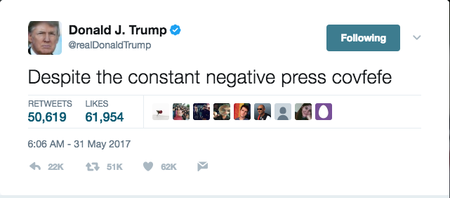 Trumps tweet fick fart, innan den togs bort var det hans mest delade sedan han installerades som president.