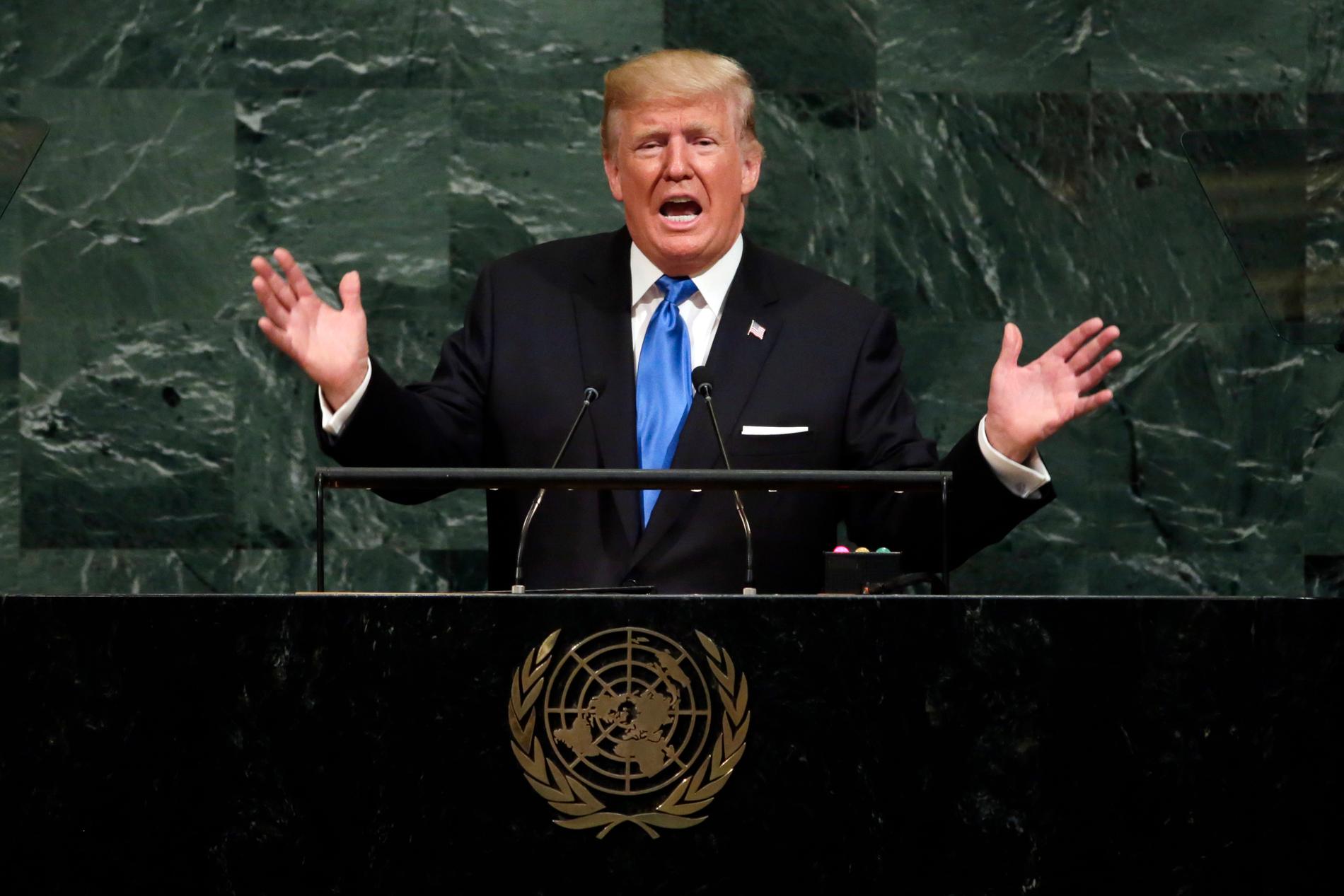 Trump, under talet för FN:s generalförsamling.