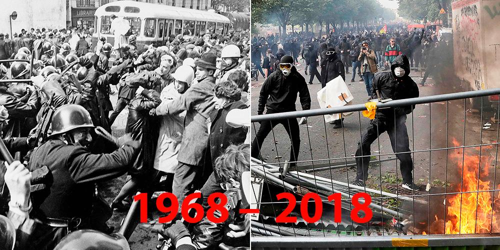 Kravaller mellan studenter och polis den 6 maj 1968 – kravaller i Paris i samband med förstamaj-demonstra­tionerna i tisdags.