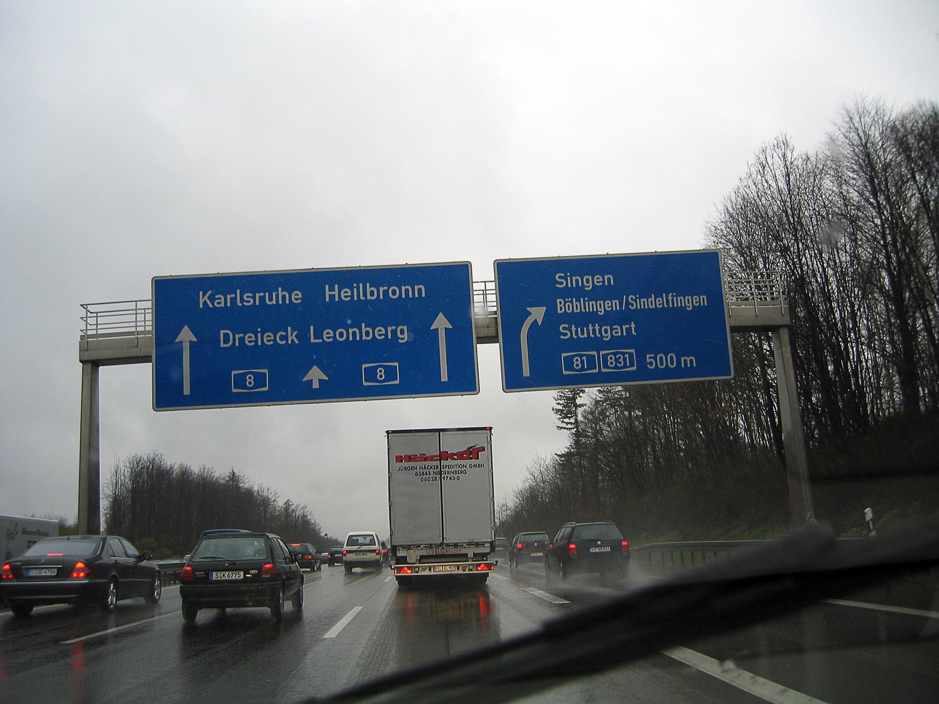 Autobahn i närheten av Stuttgart.