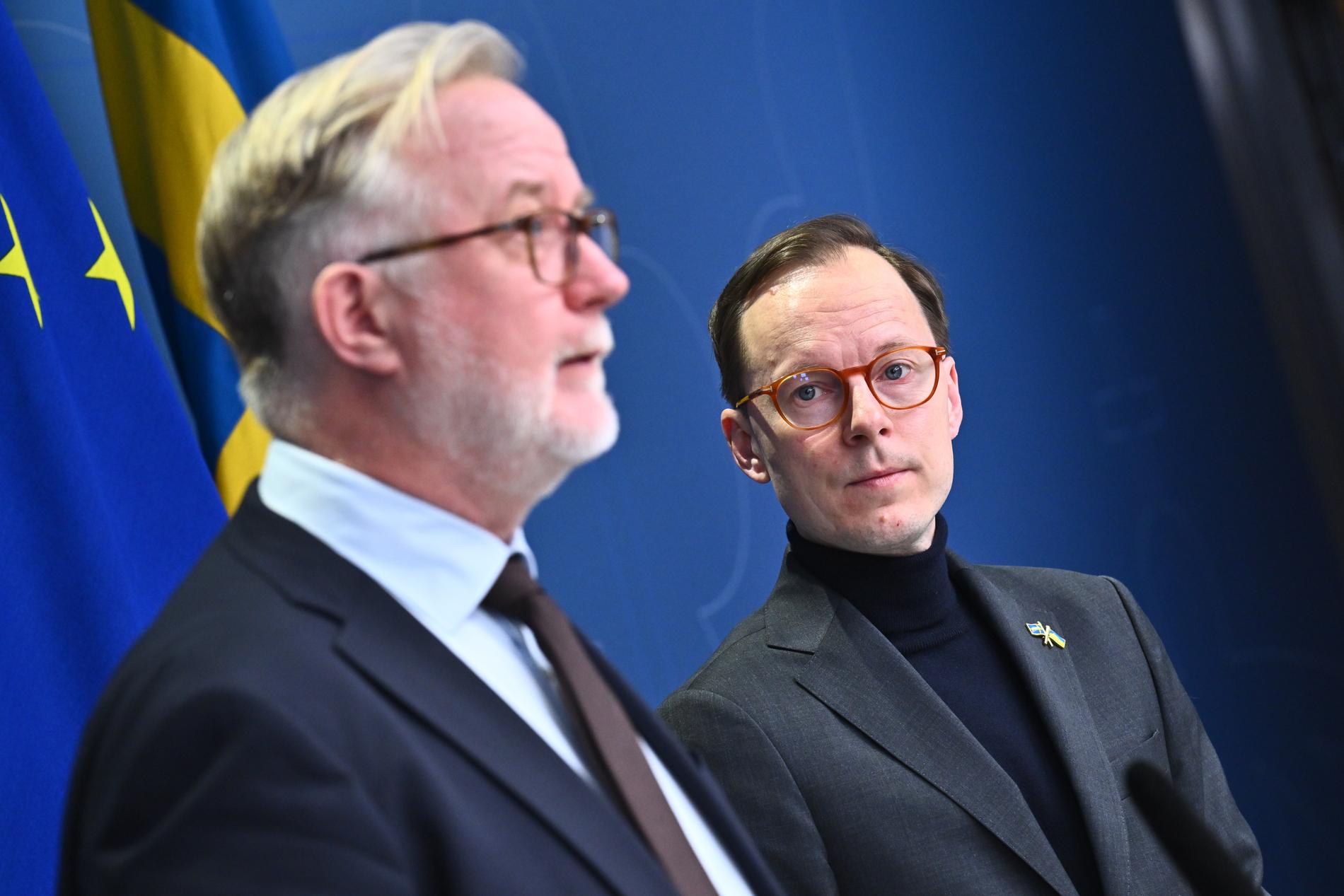 Liberalernas partiledare Johan Pehrson och utbildningsminister Mats Persson.