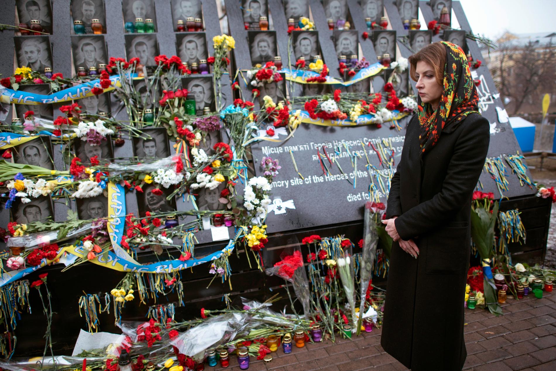 Över hundra demonstranter dödades 2014 i protesterna mot dåvarande presidenten Viktor Janukovytj. Bilden är från årsdagen 2019 av den värsta massakern, som ägde rum den 20 februari.