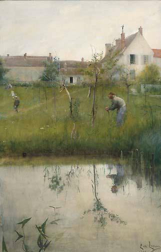 Carl Larsson, ”Gubben och nyplanteringen”, 1883. Akvarell.