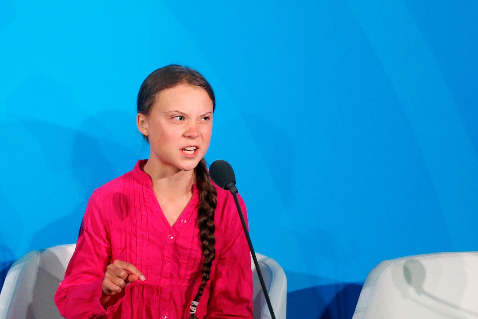 Klimataktivisten Greta Thunberg på FN:s klimatmöte.