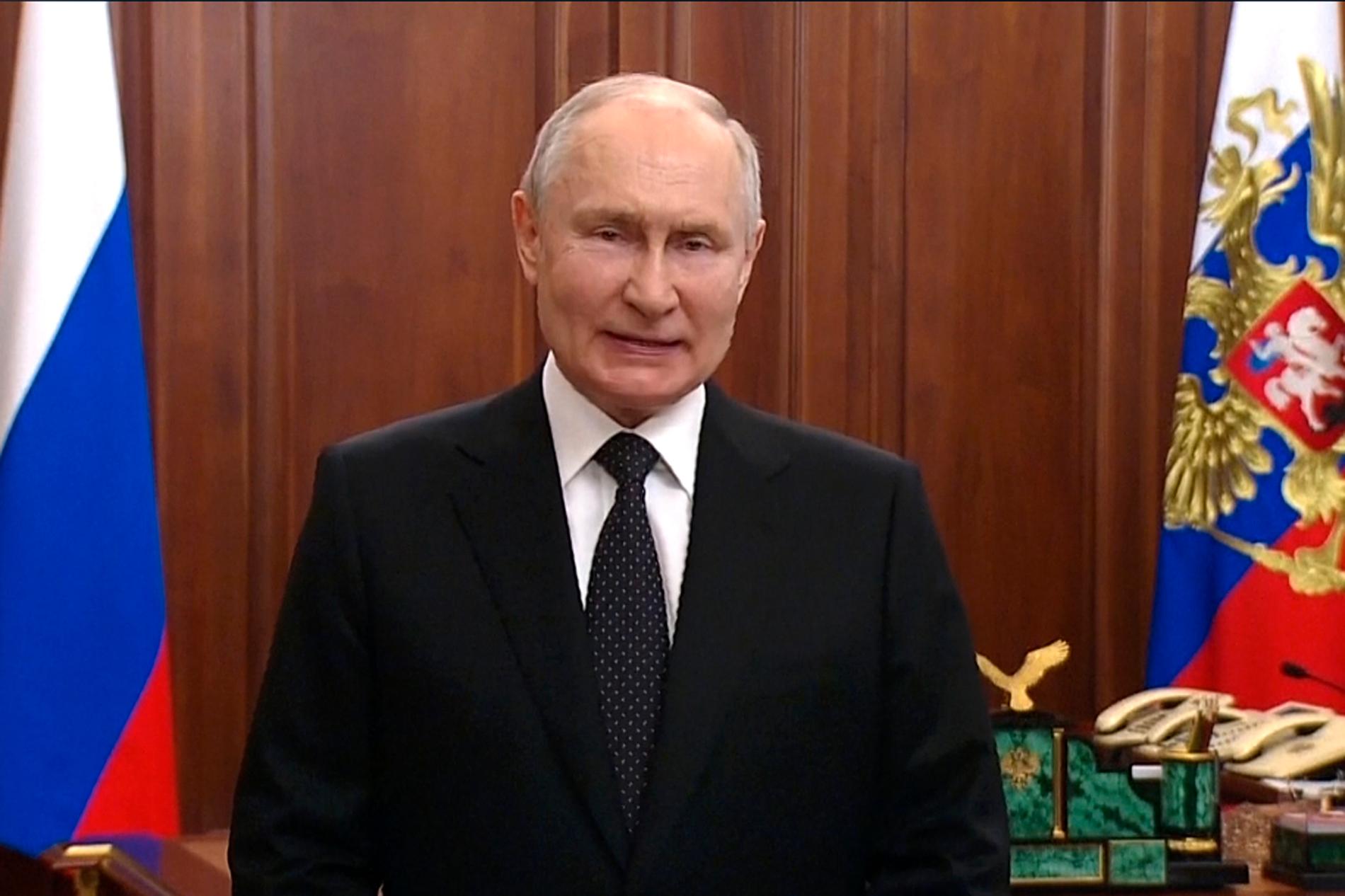 Vladimir Putin under talet som sändes i tv. 