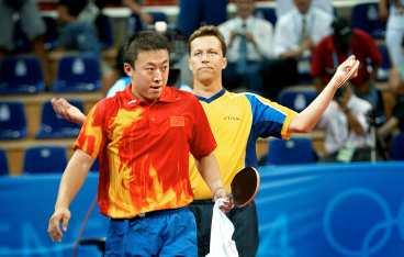 JO efter segern i OS-åttondelsfinalen mot Ma Lin förra året.