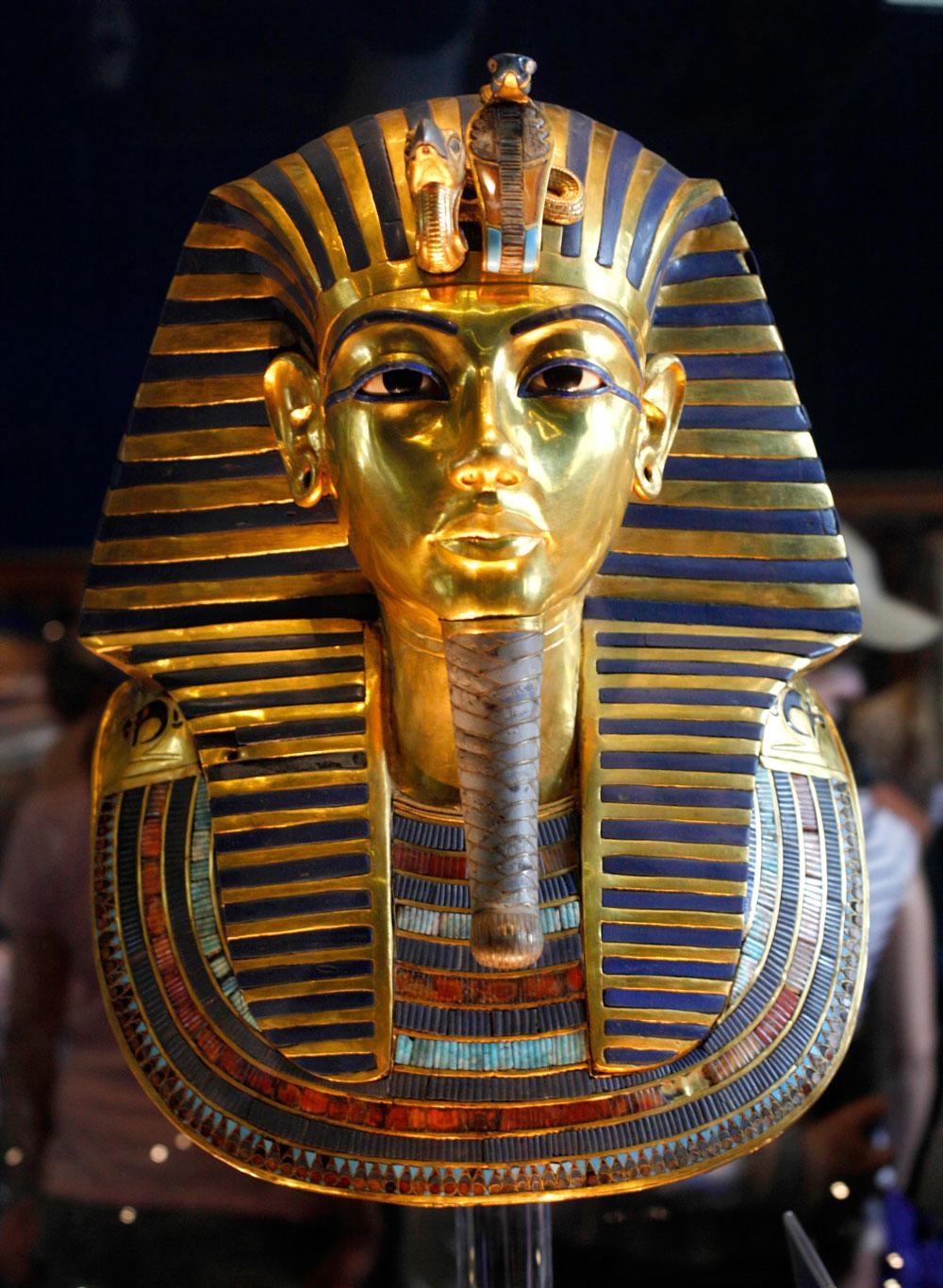 Tutankhamuns mask i guld. Finns att beskåda på Egyptiska museet i Kairo.