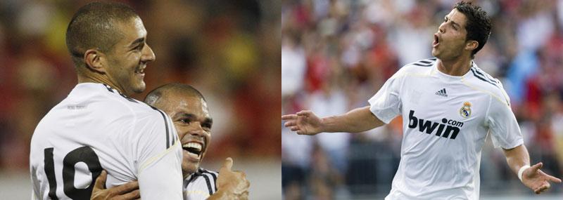 Karim Benzema (tv) och Cristiano Ronaldo blev båda målskyttar i segermatchen mot Toronto.