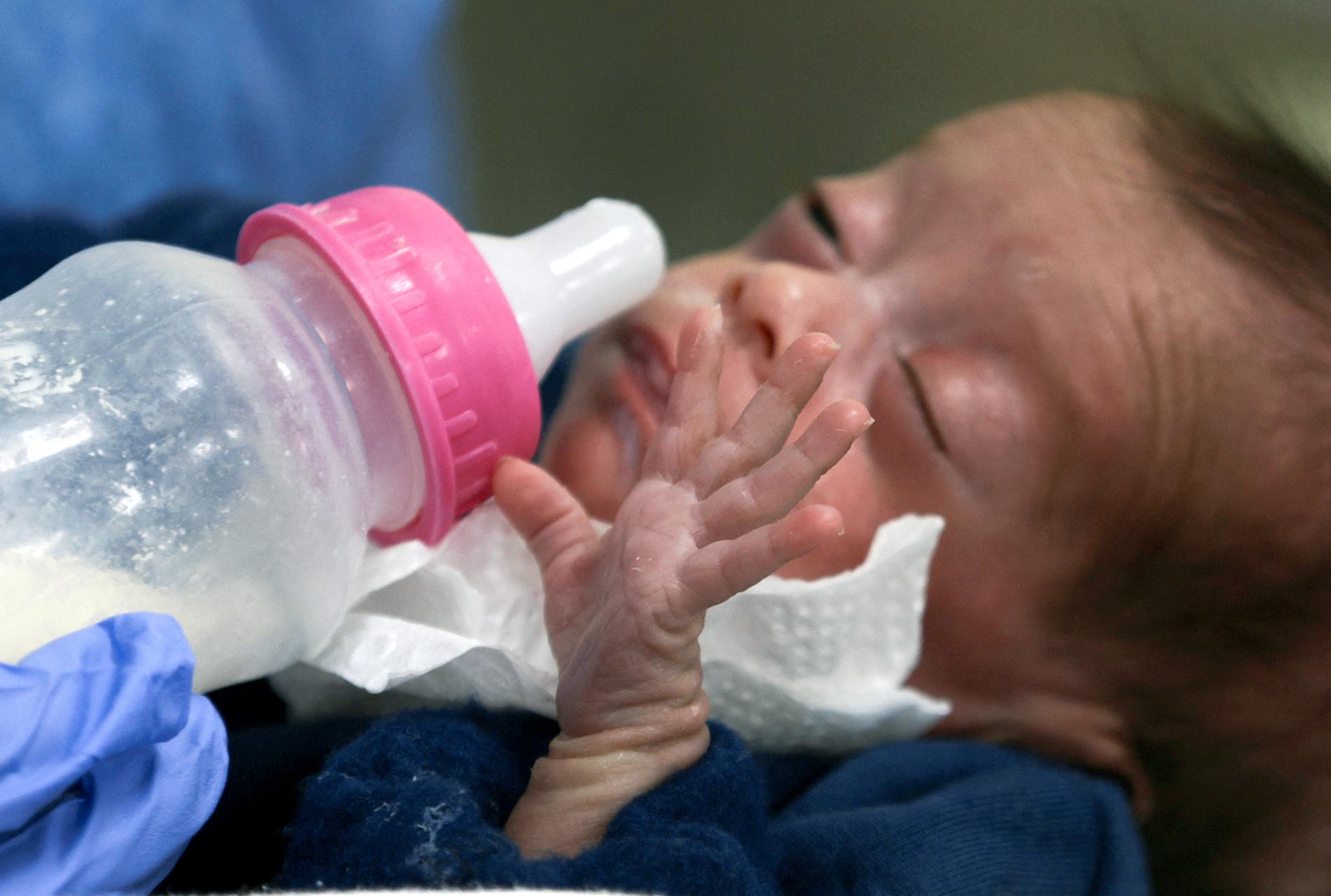 En av de för tidigt födda bebisarna får vård på sjukhus i Kairo. 