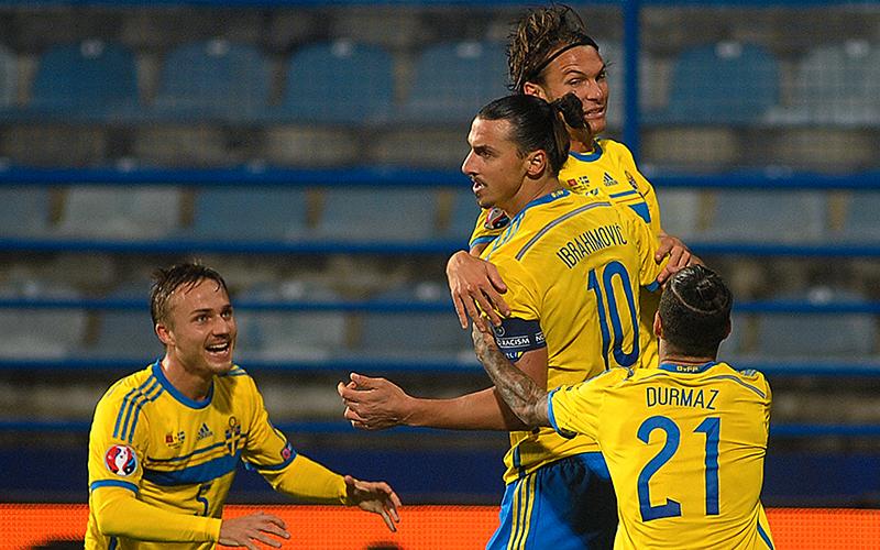 14 november 2014 EM-kval, Montenegro, Zlatan sätter 1-0 till Sverige på bortaplan.