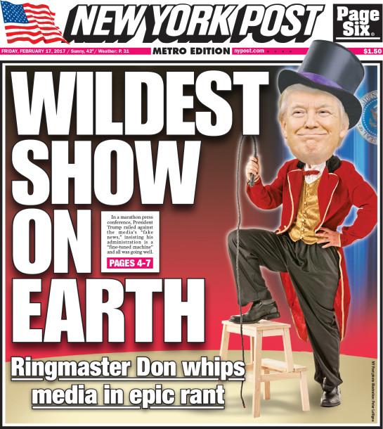 Trump-vänliga New York Post kallar presskonferensen "den galnaste showen på jorden".