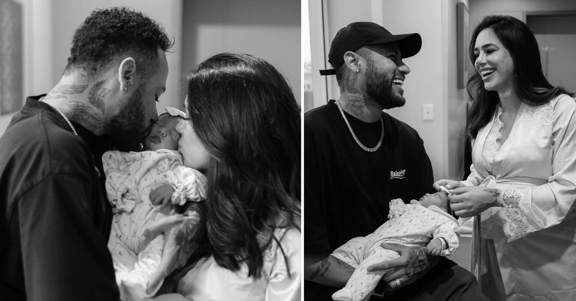  Neymars och Bruna Biancardi med nyfödda Mavie för en månad sedan.