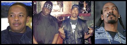 Dr Dre, Notorious B.I.G, Tupac och Snoop Dogg.