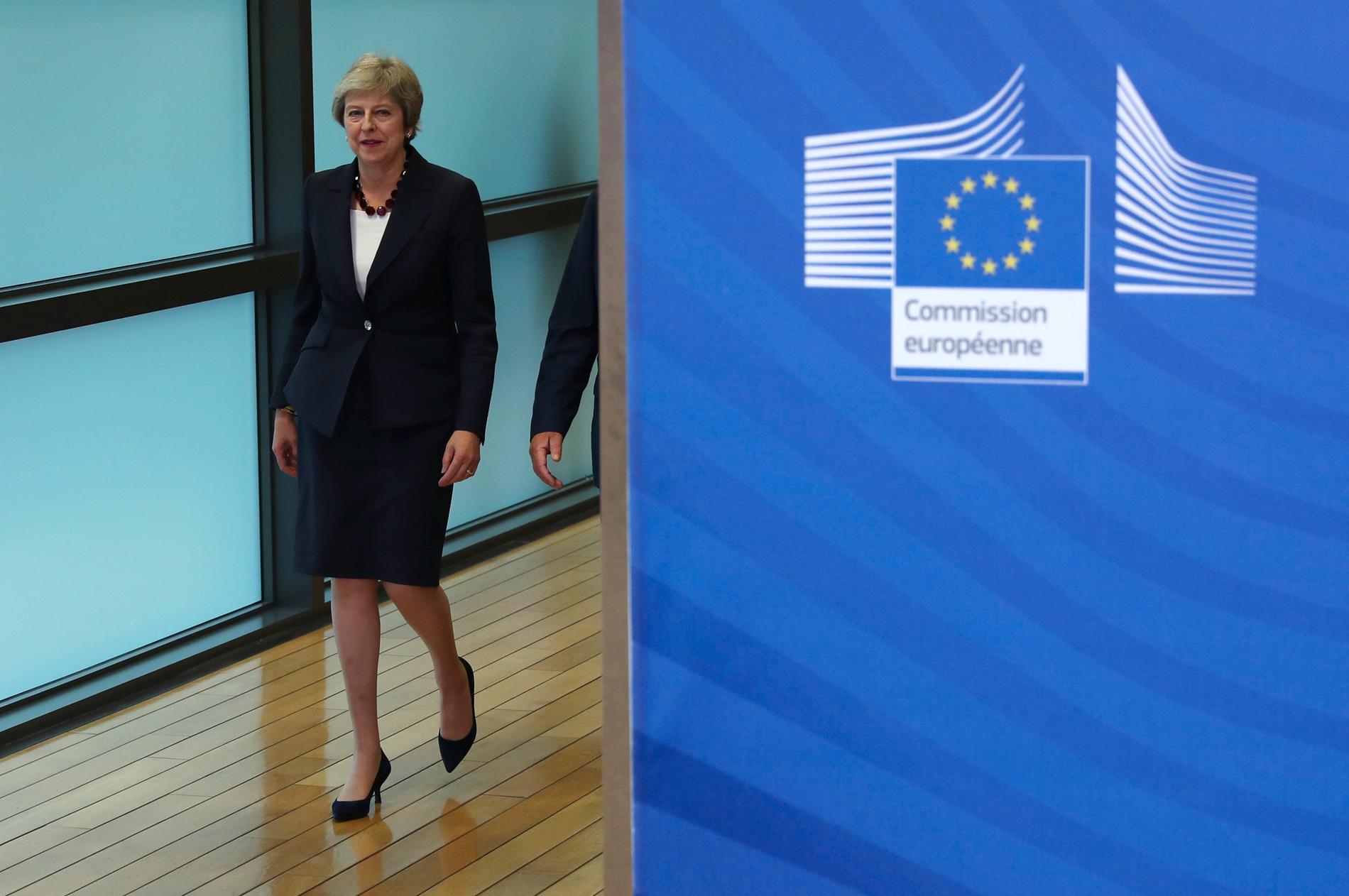Den brittiska premiärministern Theresa May under toppmötet i Bryssel.