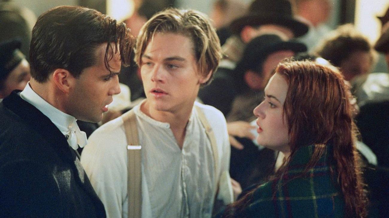 Billy Zane, Kate Winslet och Leonardo DiCaprio i filmen ”Titanic” från 1997.