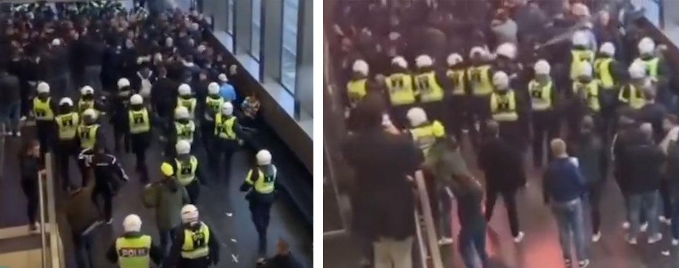 Söndagens fotbollsderby i Stockholm slutade med dramatiska bilder där polis syns omringa ett gäng fotbollssupportrar och spraya med pepparspray. Bilderna har väckt kraftig kritik mot polisens agerande. 