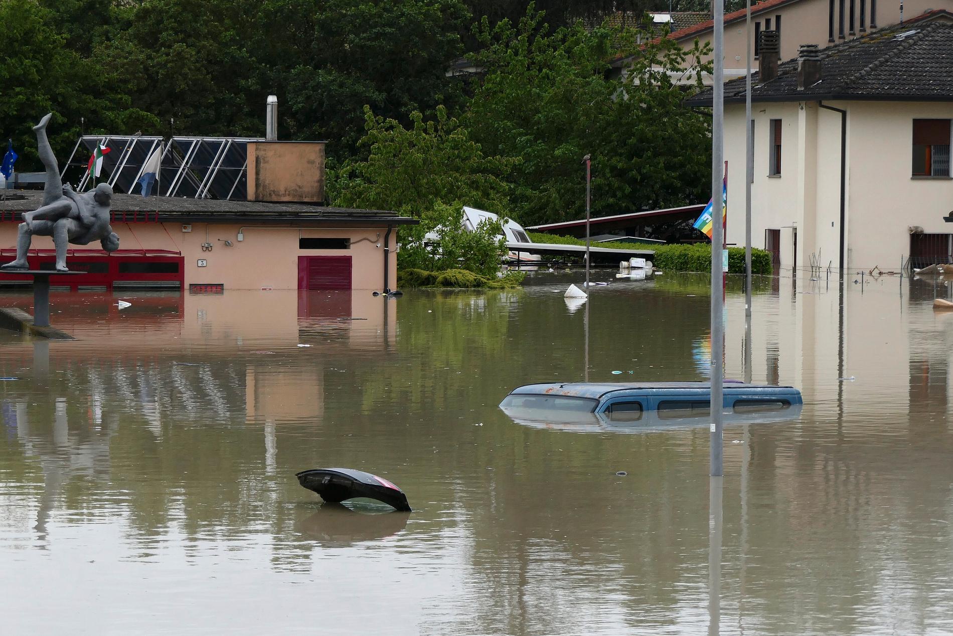 Kraftiga översvämningar i Faenza. 